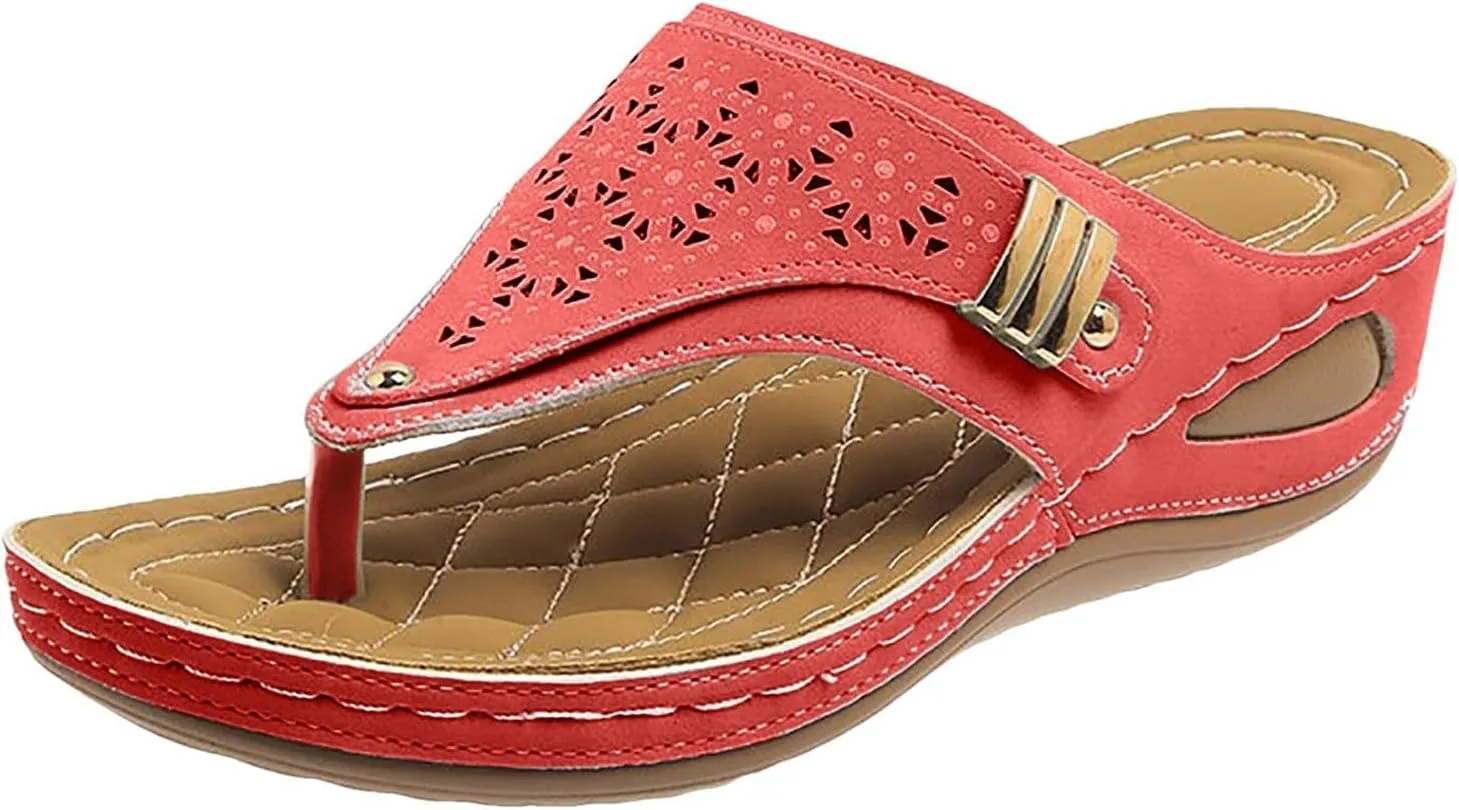 Summer Sandals for Women 2025 Women's Comfortable Breathable Mesh Orthopedic Sports Slippers Arch Support Beach Leisure Wedge Heel Flip Flops Outdoor Vacation Party Shoes