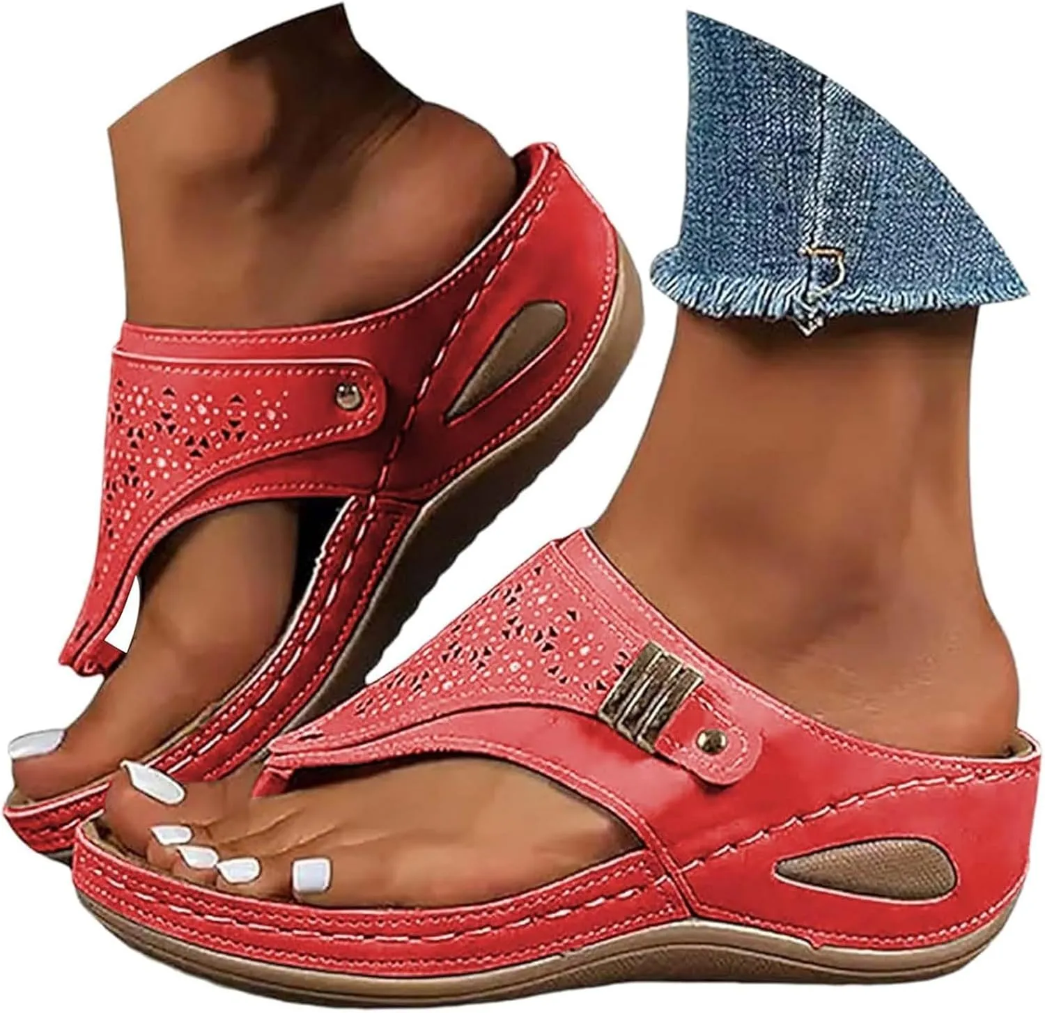 Summer Sandals for Women 2025 Women's Comfortable Breathable Mesh Orthopedic Sports Slippers Arch Support Beach Leisure Wedge Heel Flip Flops Outdoor Vacation Party Shoes