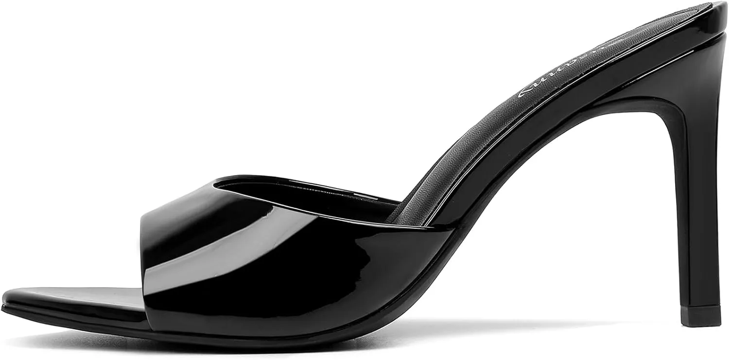 Susanny Women's Sandals Heels Mule High Heels Pointed Open Toe Sandals Sexy Slip on Heeled Summer Casual Wedding Prom Party Comfortable Dressy Shoes