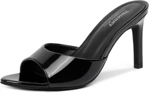 Susanny Women's Sandals Heels Mule High Heels Pointed Open Toe Sandals Sexy Slip on Heeled Summer Casual Wedding Prom Party Comfortable Dressy Shoes