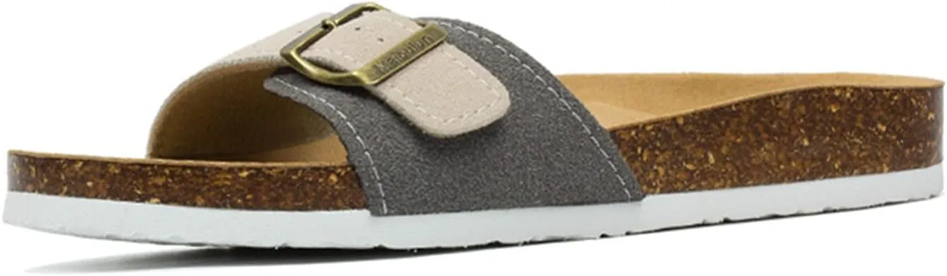 SywzX&xfybz Womens Flat Sandals with Cork Footbed Open Toe Slides Adjustable Slip On Slippers for Summer