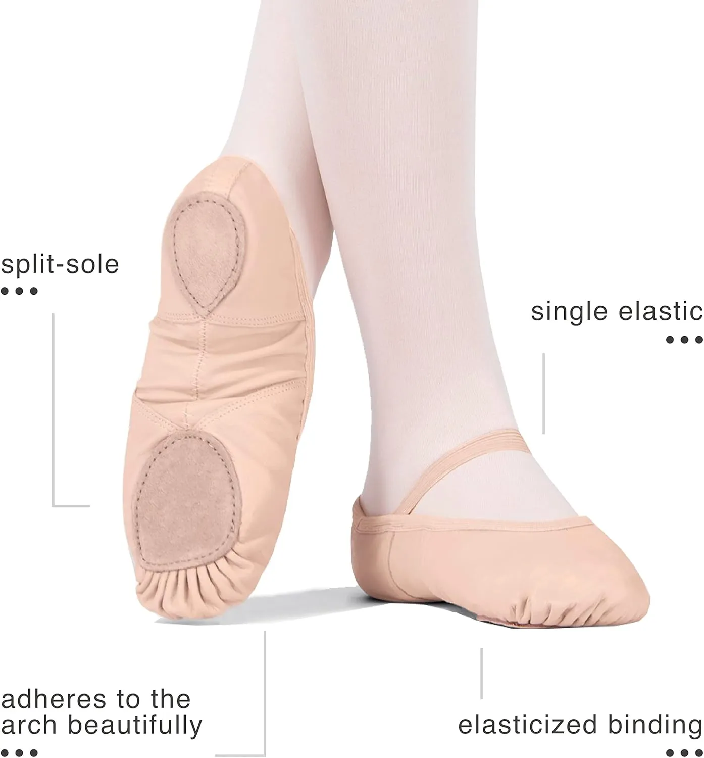 Theatricals Child Spandex Arch Leather Split-Sole Ballet Shoes