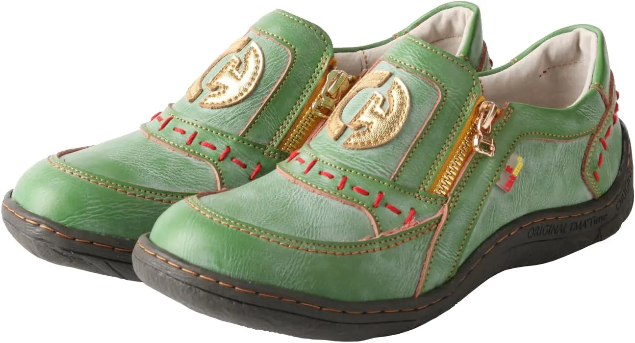TMA EYES Women's Non-Slip Leather Casual Slip On Comfort Walking Flat Shoes