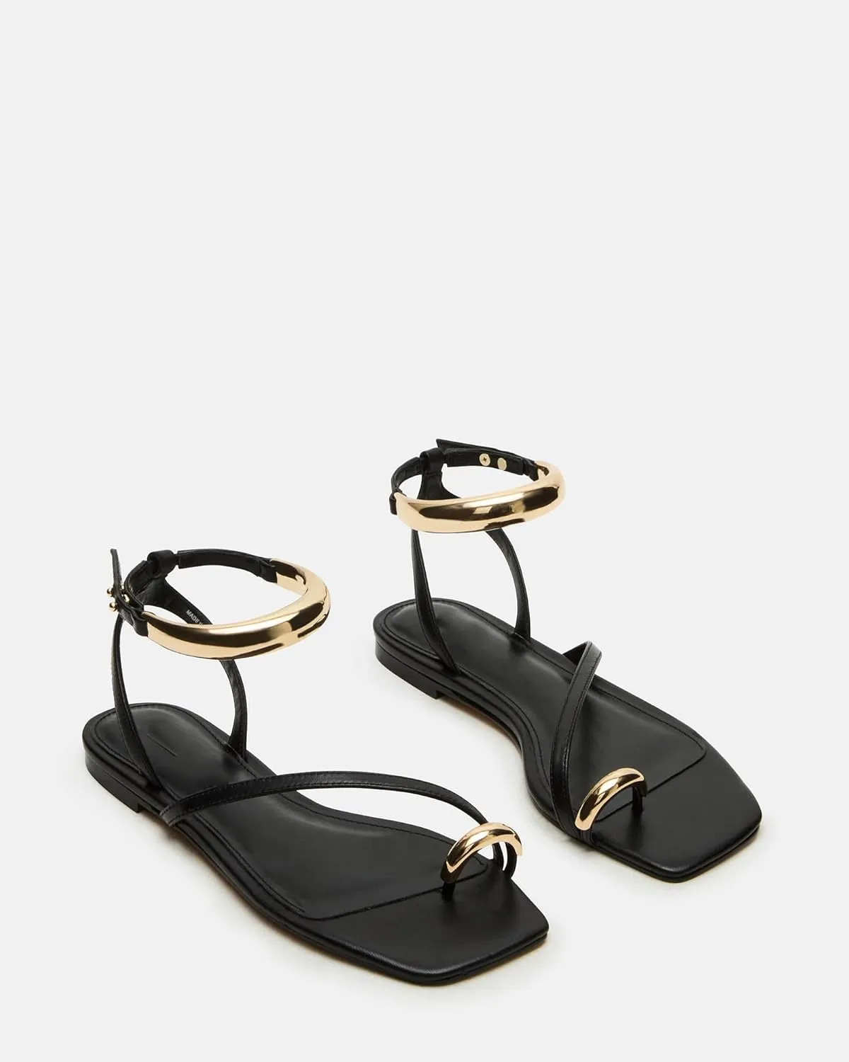 Toe Ring Flats Sandals for Women Square Toe Strappy Flat Sandals Casual Summer Shoes