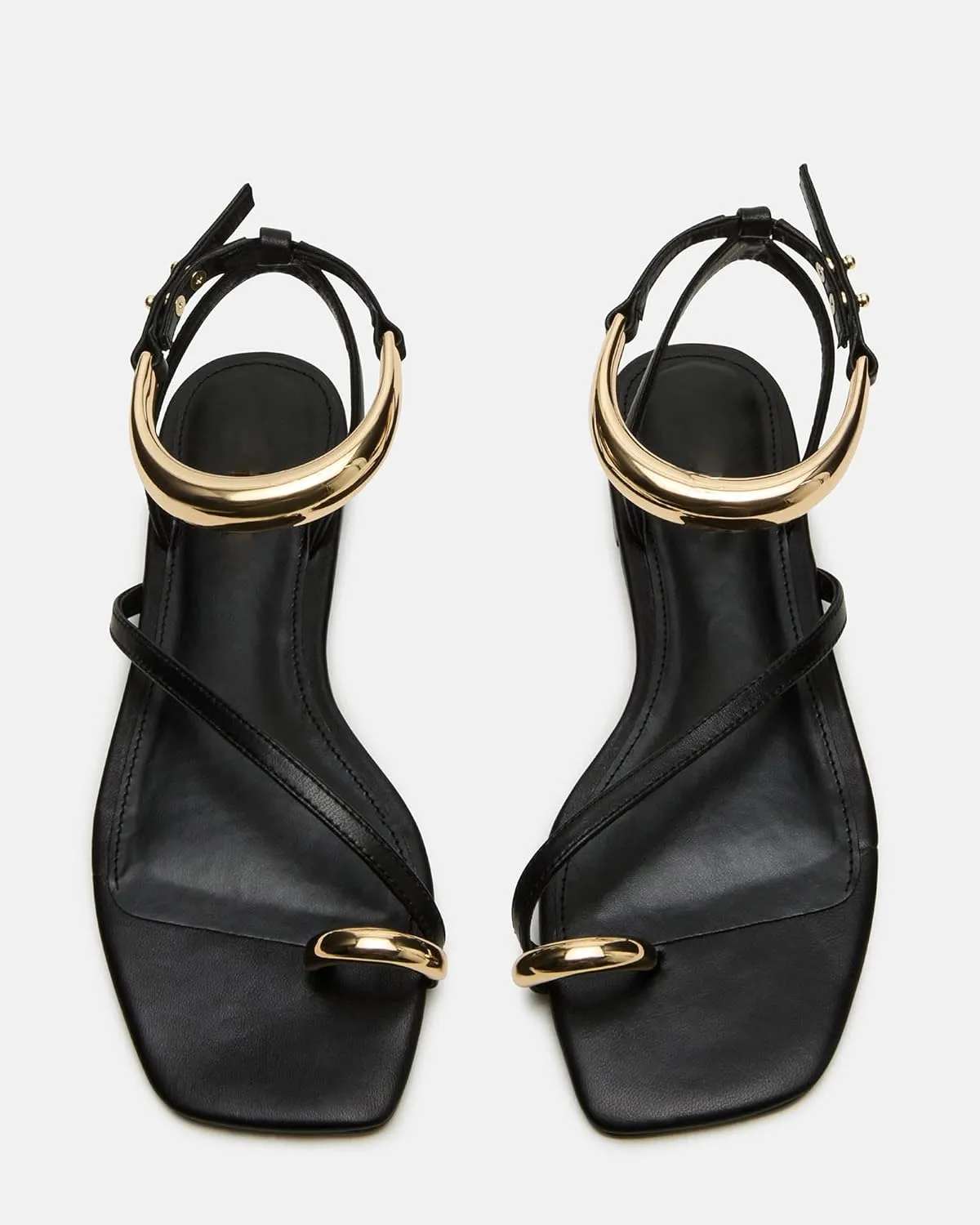 Toe Ring Flats Sandals for Women Square Toe Strappy Flat Sandals Casual Summer Shoes