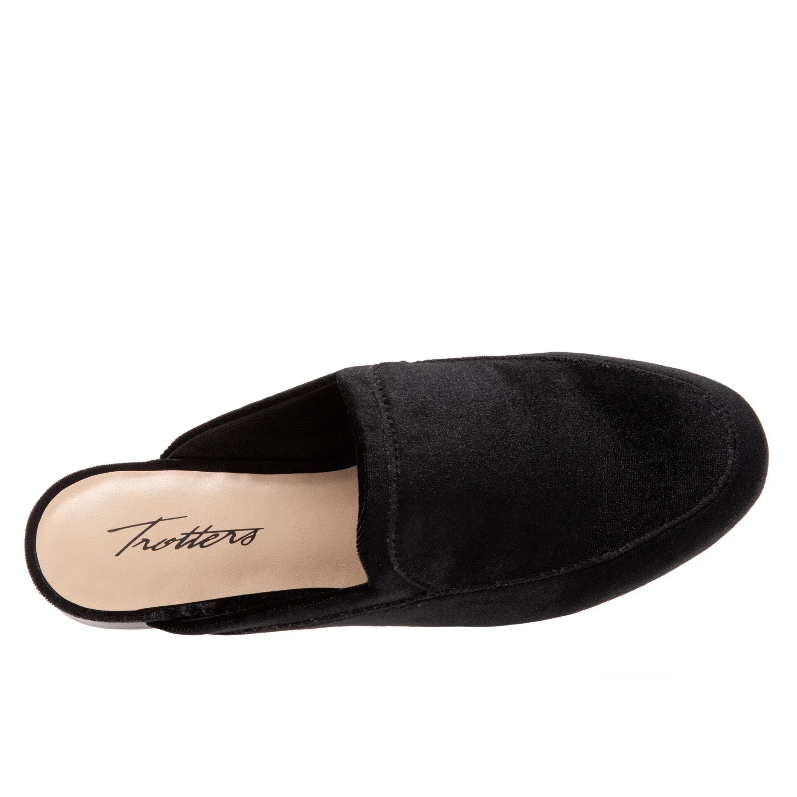 Trotters Ginette T2159-048 Womens Black Narrow Suede Mule Sandals Shoes