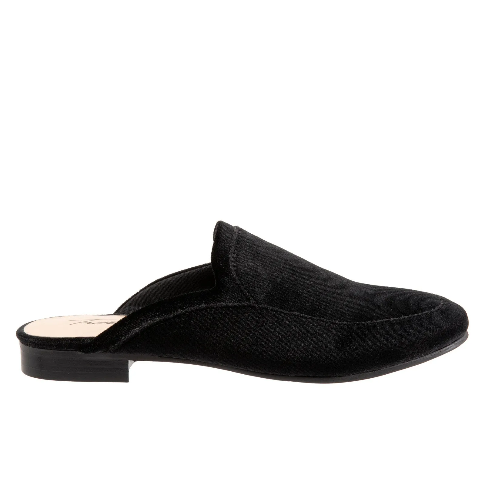 Trotters Ginette T2159-048 Womens Black Narrow Suede Mule Sandals Shoes