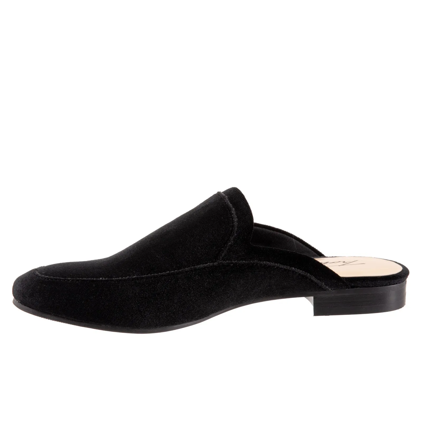 Trotters Ginette T2159-048 Womens Black Narrow Suede Mule Sandals Shoes
