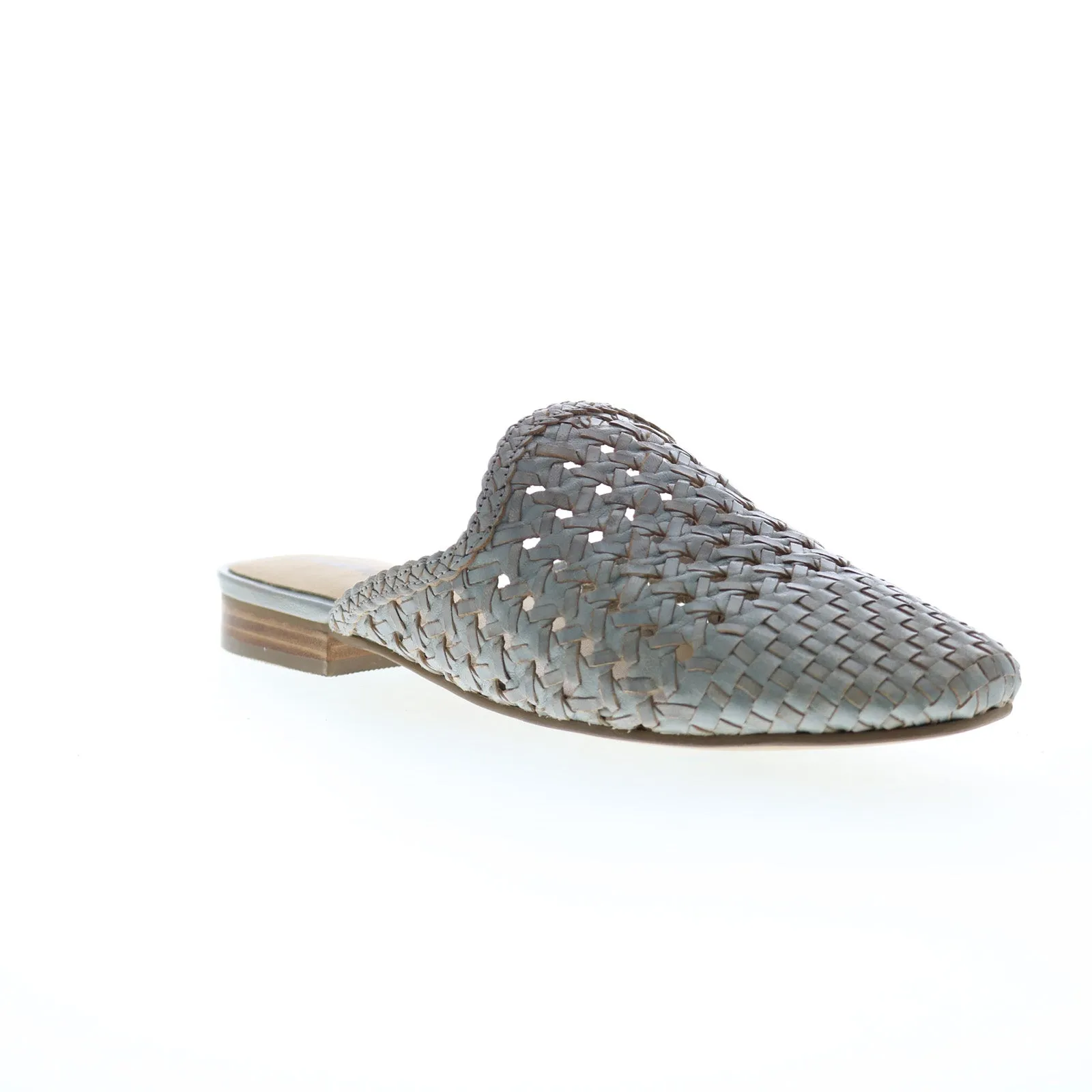 Trotters Leona T2127-050 Womens Gray Wide Leather Mule Sandals Shoes