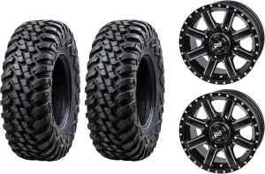 TUSK 28x10-14 Terrabite on Cascade Machined/Black Compatible with Kawasaki MULE Pro-FX 1000 HD Edition 2024