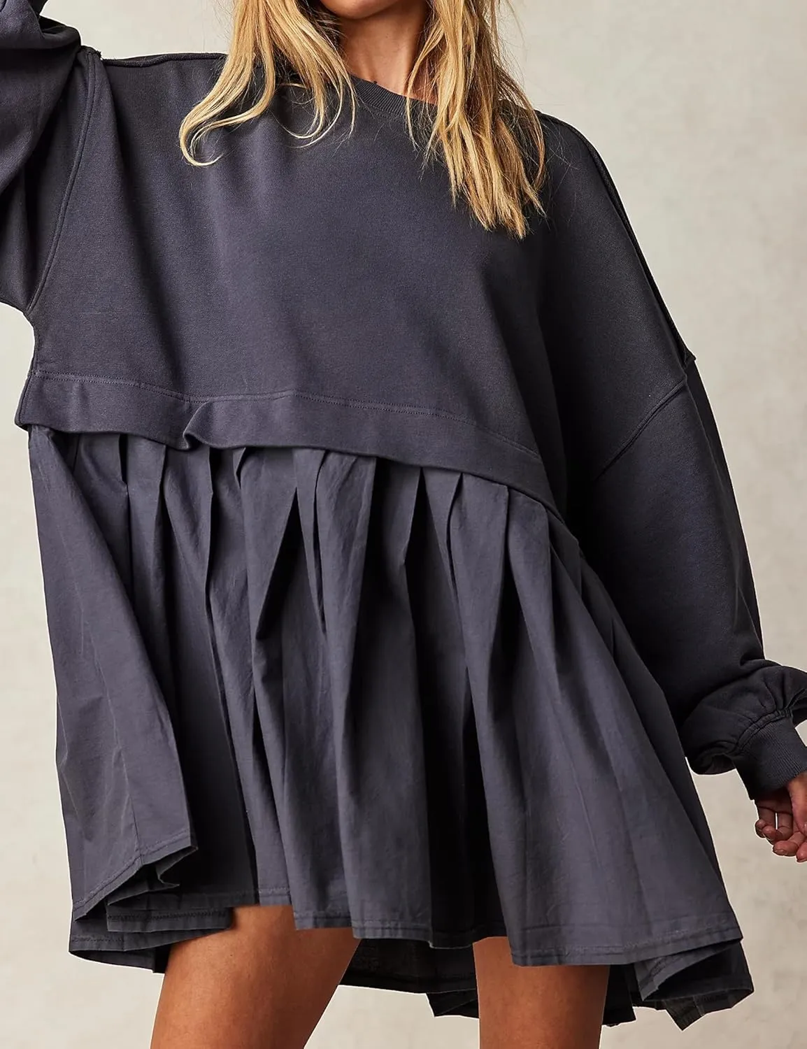 Ugerlov Womens Oversized Sweatshirt Dress Long Sleeve Crewneck Pullover Tops Relaxed Fit Sweatshirts Mini Dress