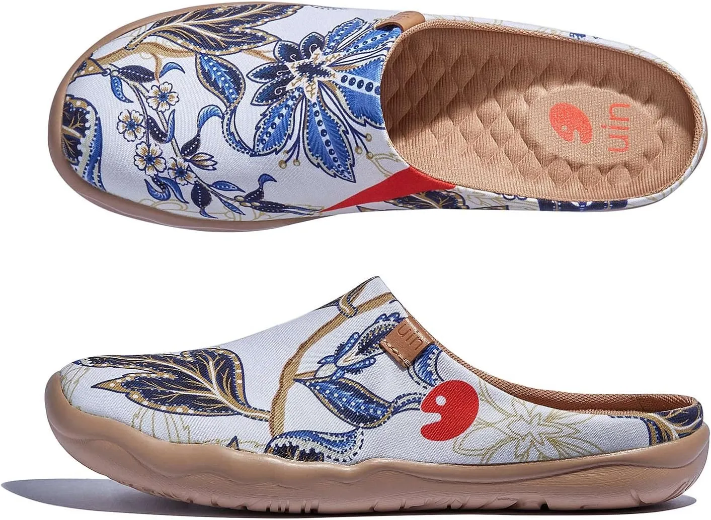 UIN Women's Slip On Mules Comfortable Flat Lightweight Wide Toe Clog Casual Art Painted Travel Shoes Malaga Series