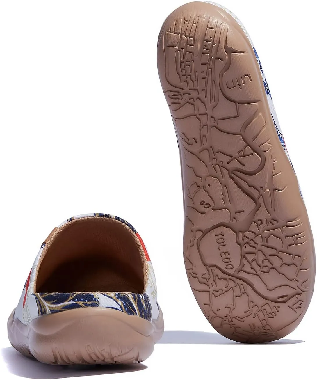 UIN Women's Slip On Mules Comfortable Flat Lightweight Wide Toe Clog Casual Art Painted Travel Shoes Malaga Series