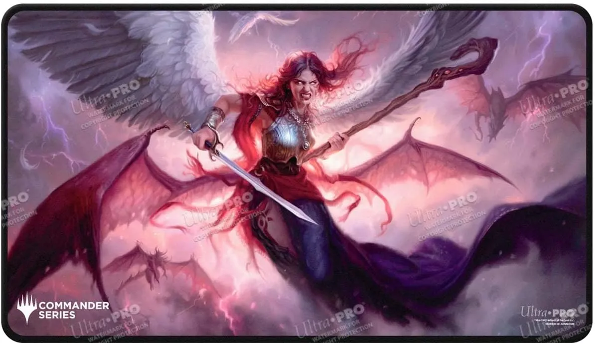 Ultra PRO - Commander Series #5 - Three Color Wedge - Kaalia (Fan-Voted) Black Stitched Playmat for Magic: The Gathering | Use as Mousepad, Desk Mat, Protects MTG Cards During Gameplay TCG Essential