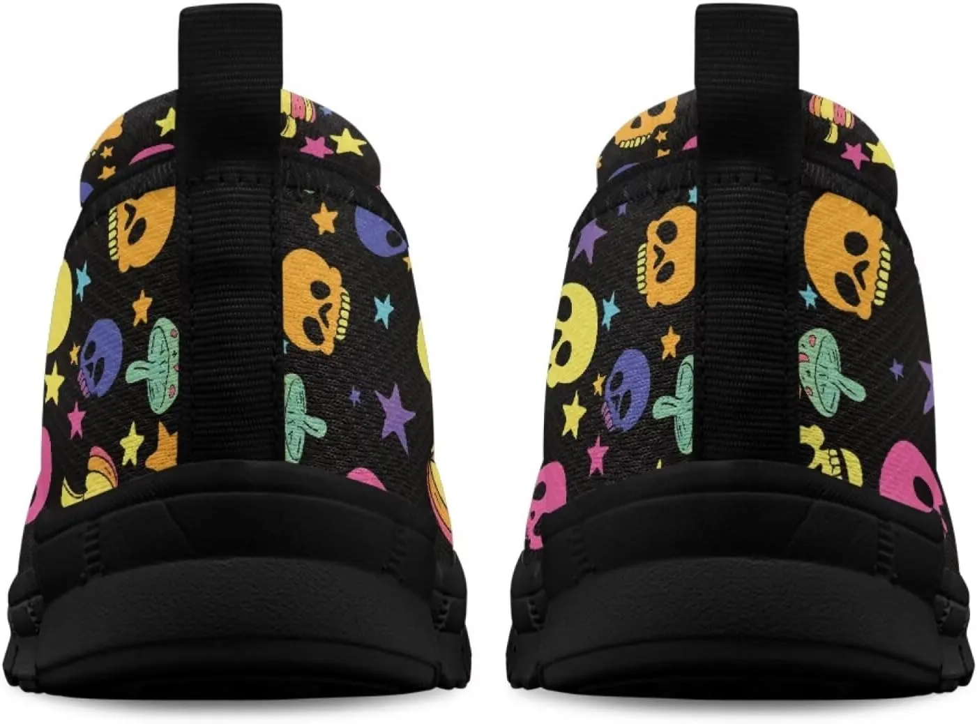 Various Creative Skull Print Walking Shoes Women Lightweight Slip On Ballet Flats Fit Comfort Mesh Casual Sneakers Work & Travel