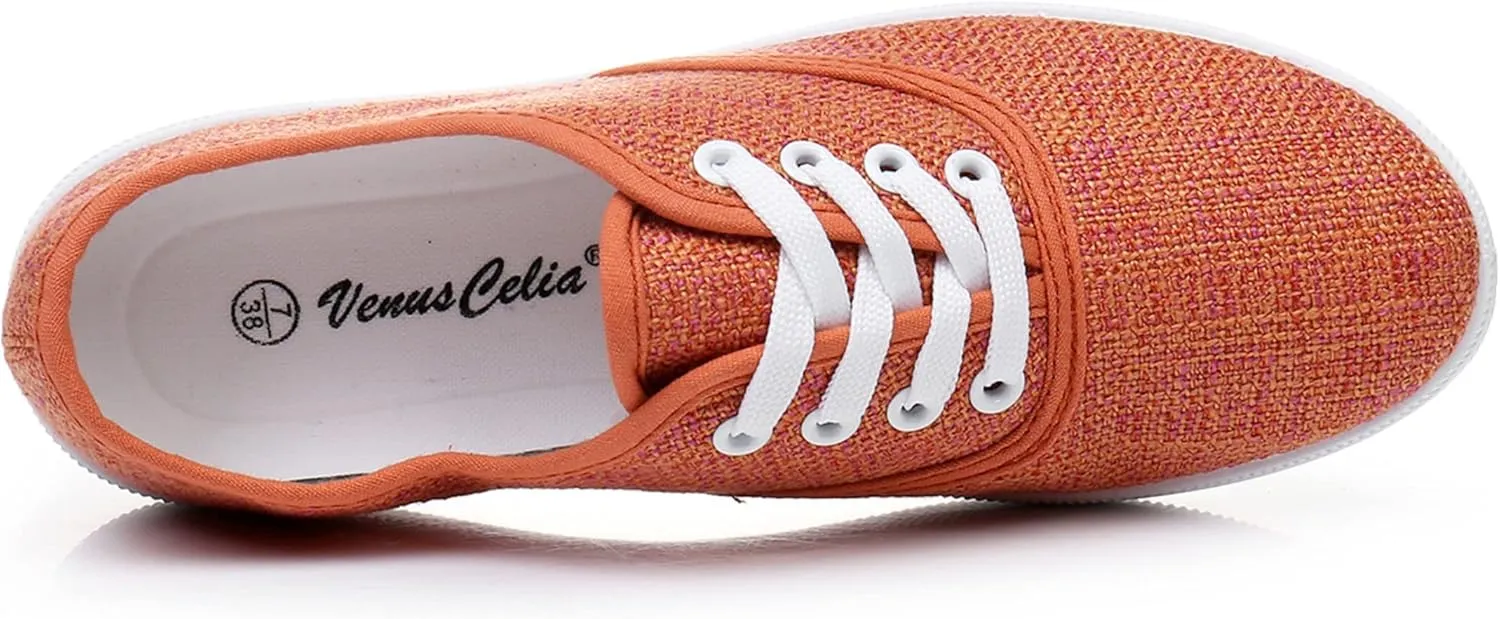 VenusCelia Women's Rainbow Lace Up Sneaker Shoes