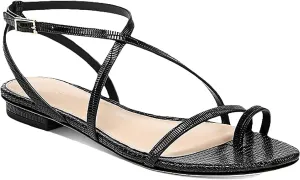 VIA SPIGA Womens Calandre Leather Strappy Flat Sandals Black 7.5 Medium (B,M)