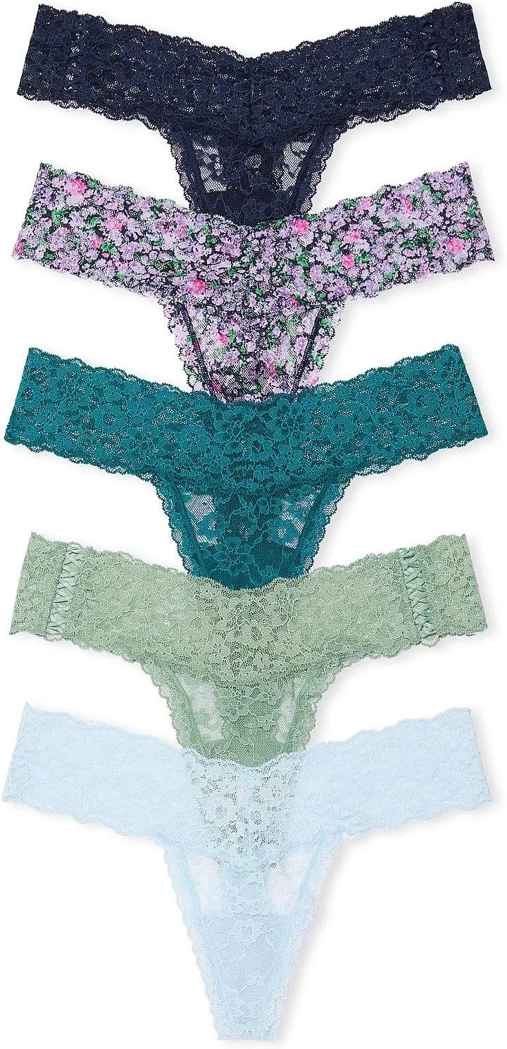 Victoria's Secret Women's Lace Thong Underwear, Panties for Women, Multi Pack (XS-XXL)
