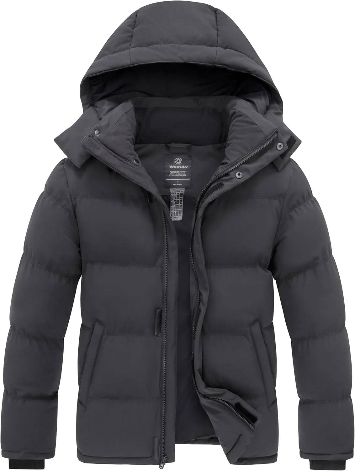 wantdo Men's Warm Winter Coat Waterproof Puffer Jacket Windproof Thicken Outwear