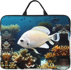 White-Golden Fish Printed Laptop Sleeve 16.5 * 12.2", Business and Casual Dual use, Suitable for Some laptops