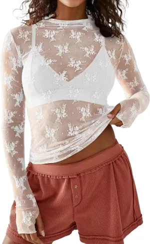 Women Lace Bolero Shrug See Through Floral Cardigan Sheer Mesh Cropped Y2K Going Out Tops