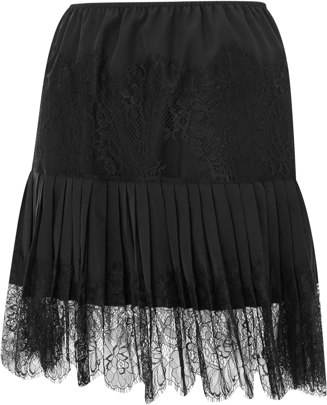 Women Y2k Lace Half Slip Skirt Flowy Ruffle Pleated Mini Skirts Fairy Mesh Floral Mid Rise Layered Short Skirts Underskirt