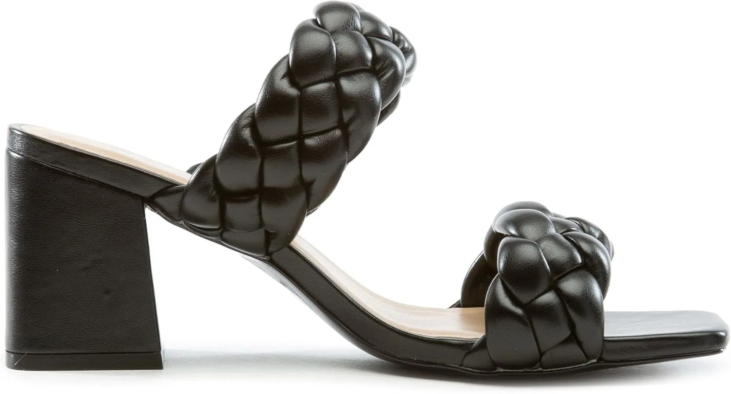 Womens Braided Heeled Sandals Mostly-S by Soda Black 8