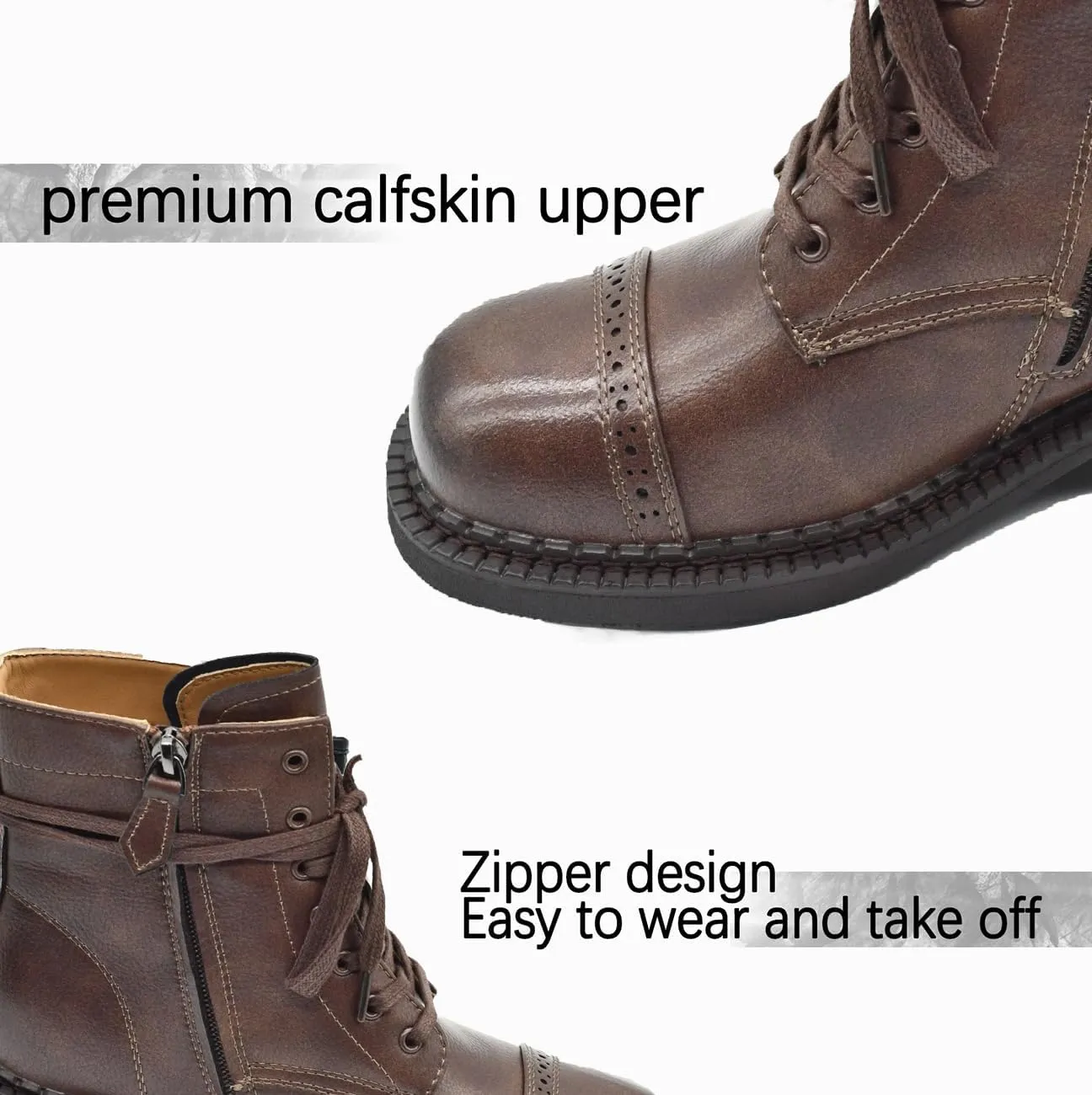 Women's Brogue Genuine Leather Oxford Boots Classic Handcrafted Fashion Ankle Booties