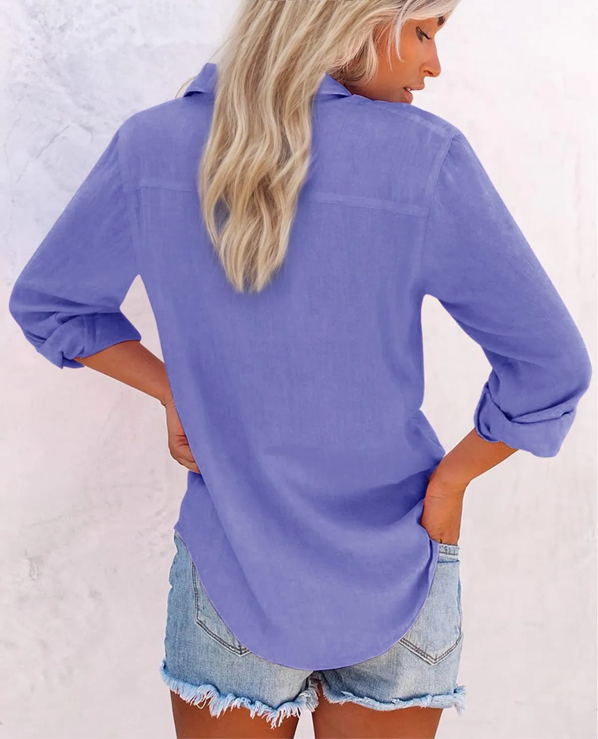 Womens Button Down Shirts Cotton Dress Shirts Oxford Shirts Long Sleeve Work Blouses Collared Tops Tunics with Pocket