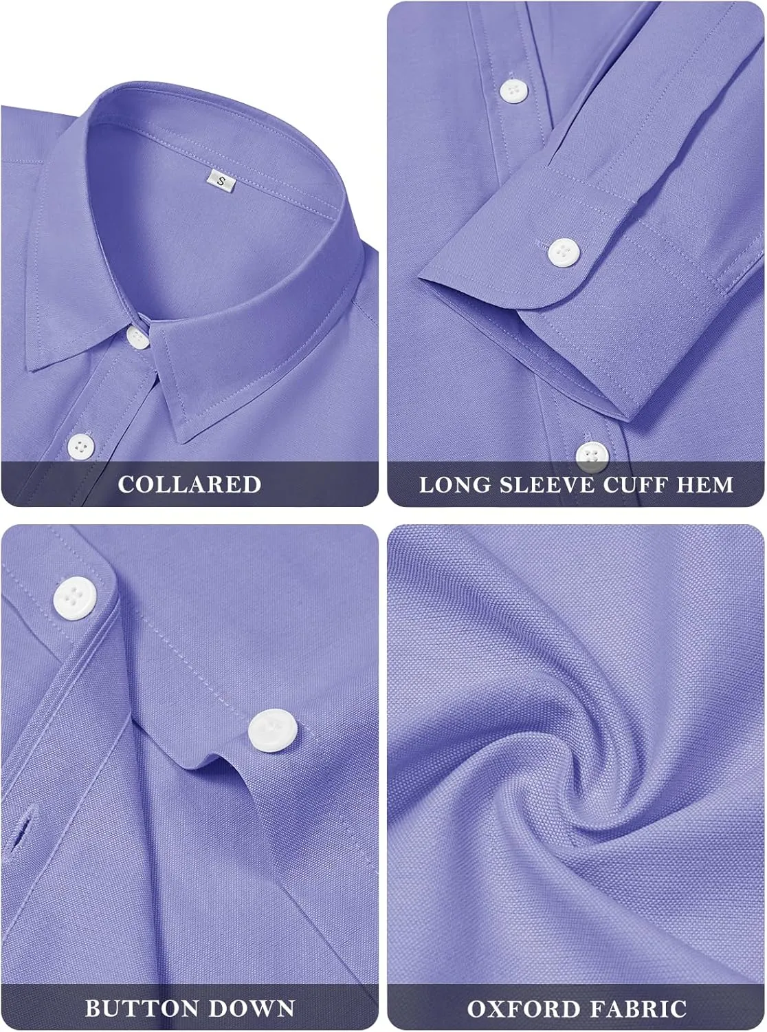 Womens Button Down Shirts Cotton Dress Shirts Oxford Shirts Long Sleeve Work Blouses Collared Tops Tunics with Pocket