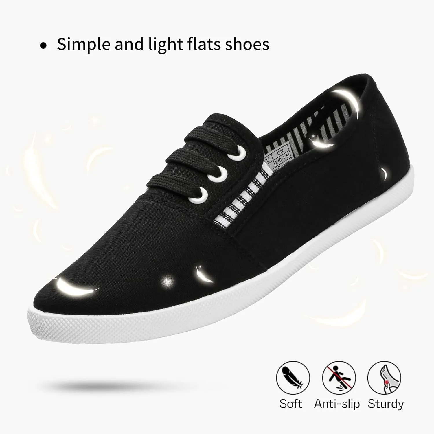 Women's Canvas Slip On Sneakers - Casual Walking Shoes, Non Slip Work Shoes