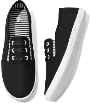 Women's Canvas Slip On Sneakers - Casual Walking Shoes, Non Slip Work Shoes