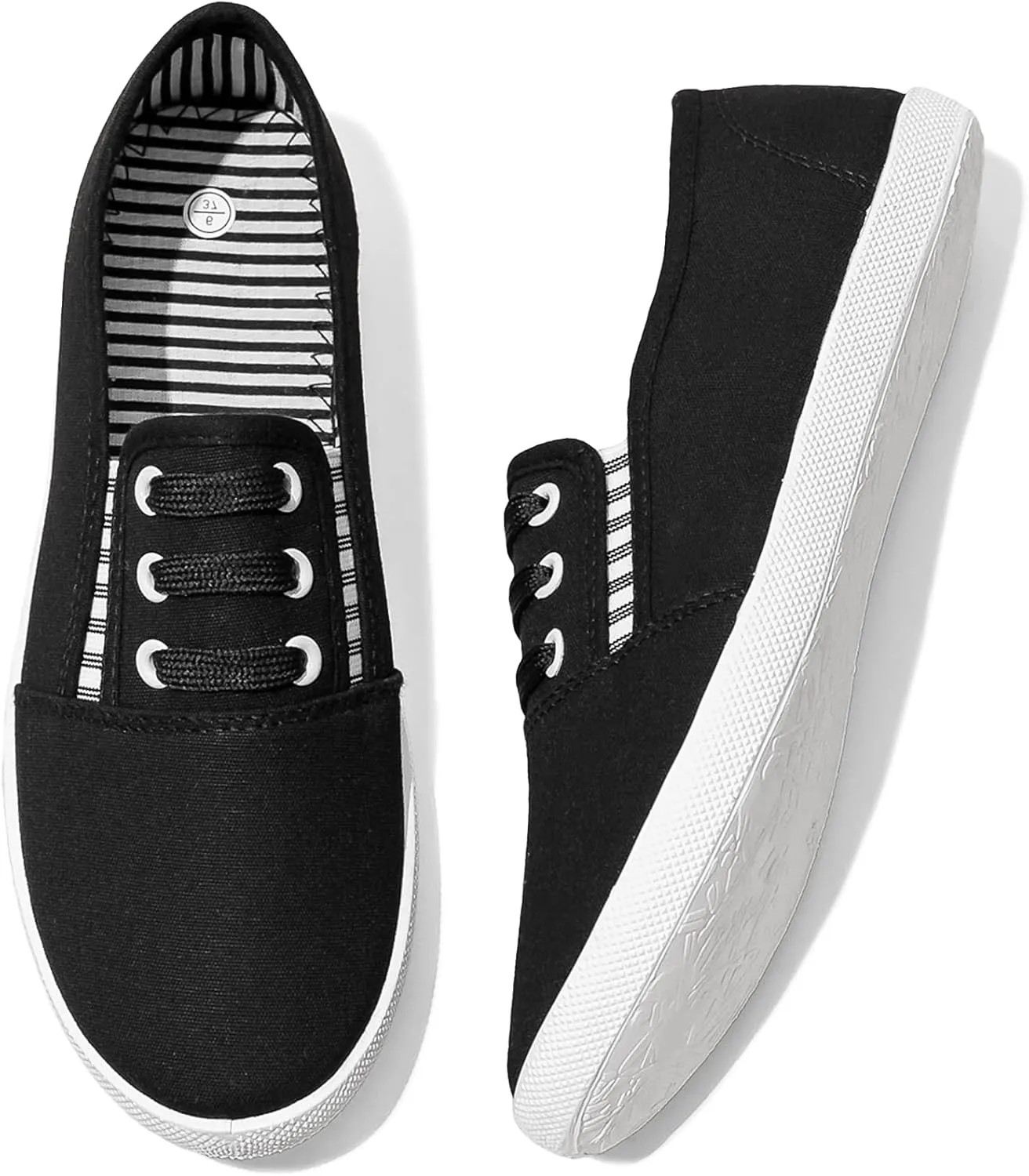Women's Canvas Slip On Sneakers - Casual Walking Shoes, Non Slip Work Shoes