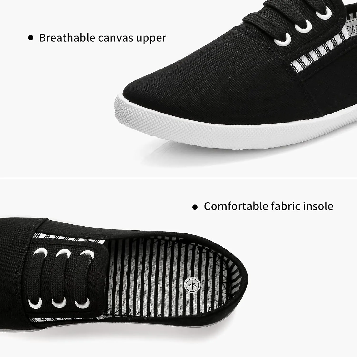 Women's Canvas Slip On Sneakers - Casual Walking Shoes, Non Slip Work Shoes