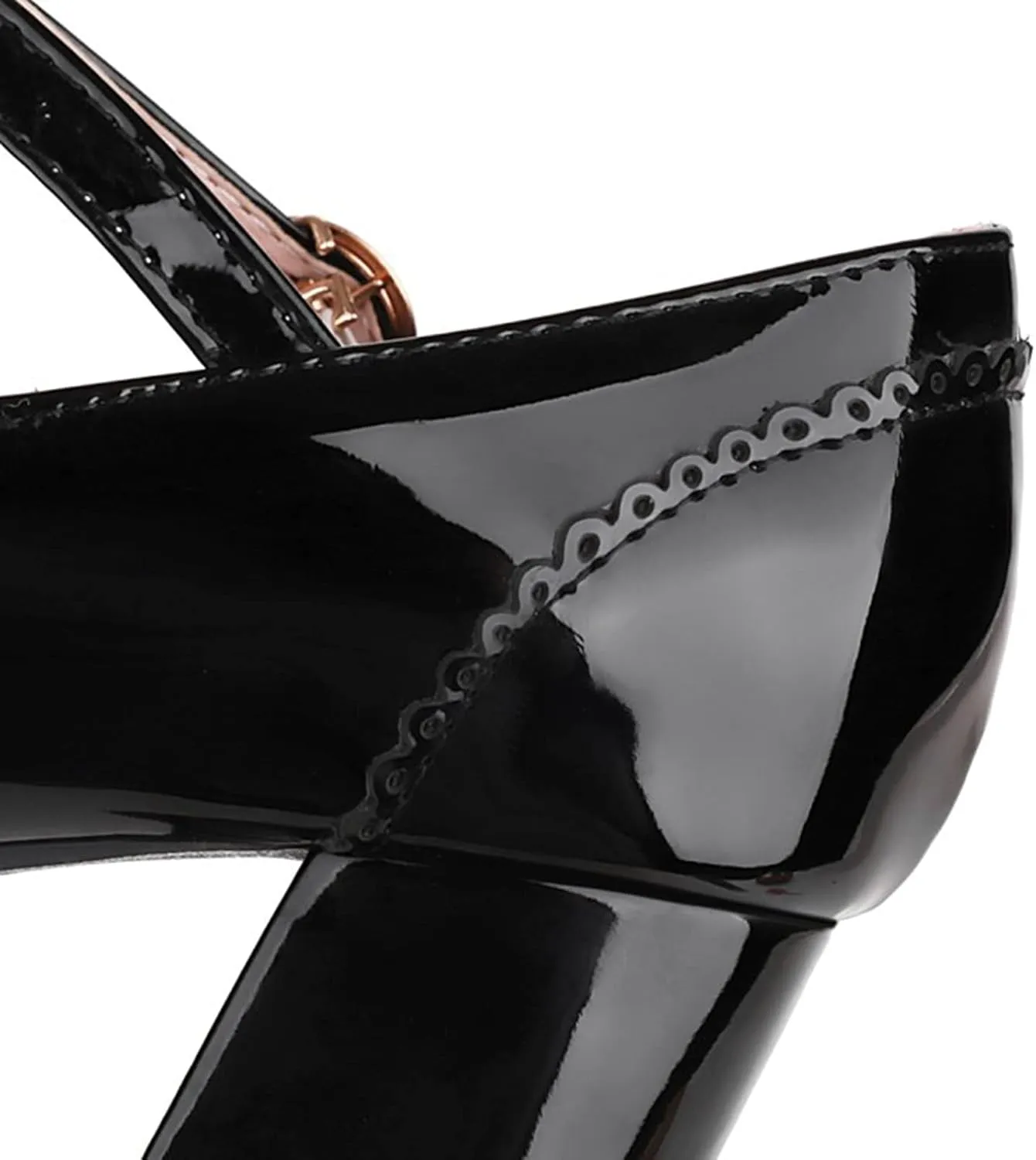 Women's Classic T-Strap Pumps PU Leather Round Toe Chunky Block Heel Retro Vintage Dress Oxford Shoes