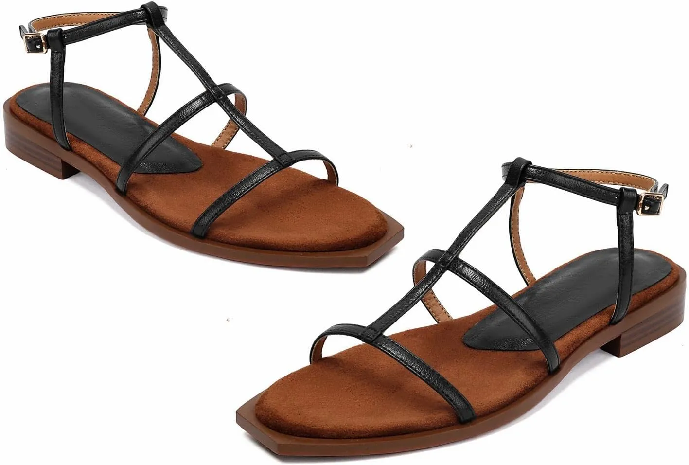 Women's Comfortable Low Heel Summer Open Toe Strappy Flat Gladiator Sandals