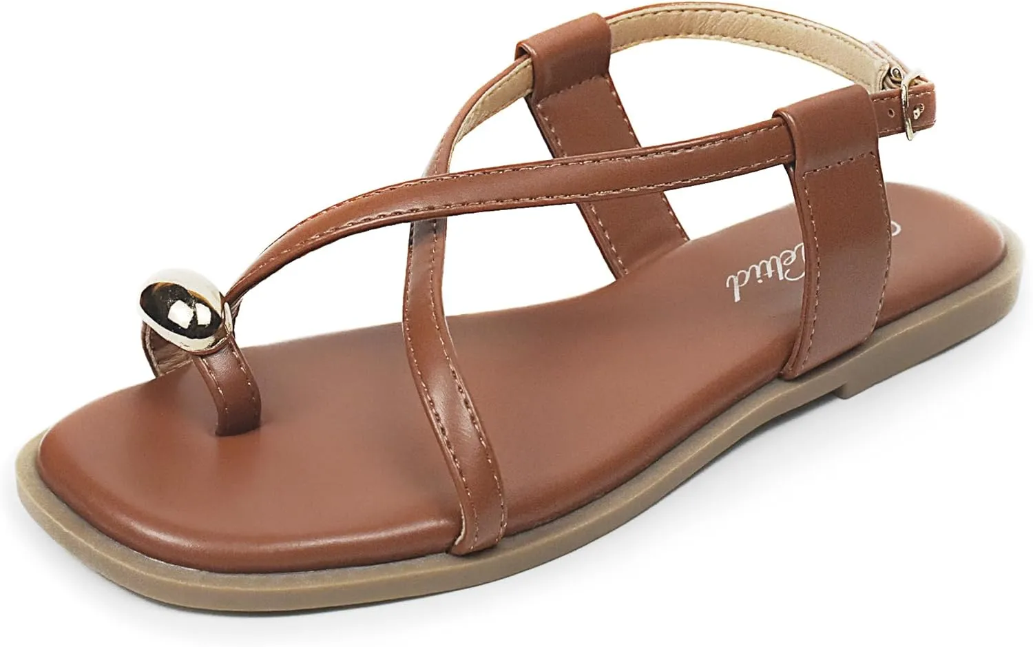Women's Cross Strappy Flat Sandals Ring Buckle Ankle Boho Wedding Dressy Sandals