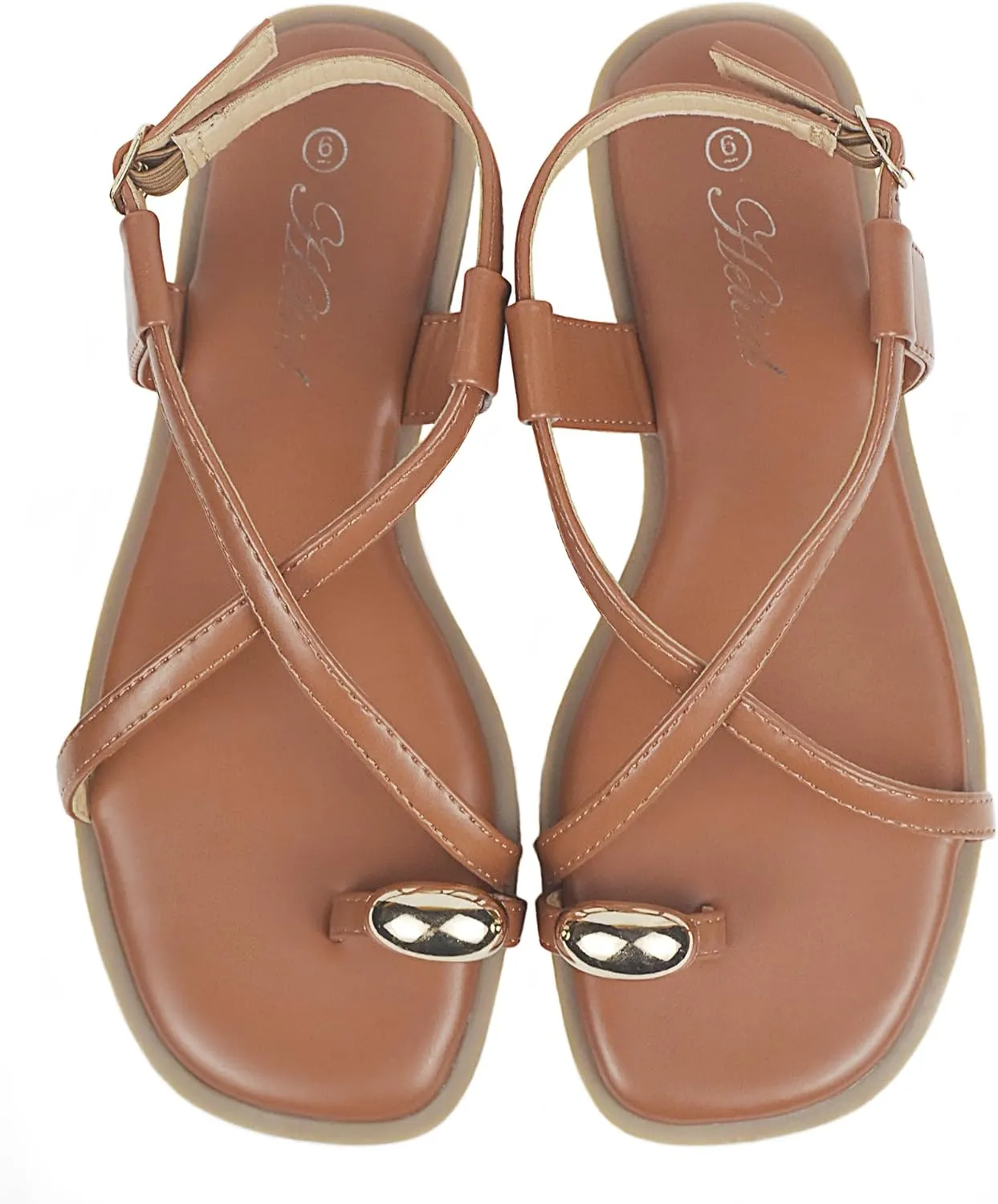 Women's Cross Strappy Flat Sandals Ring Buckle Ankle Boho Wedding Dressy Sandals