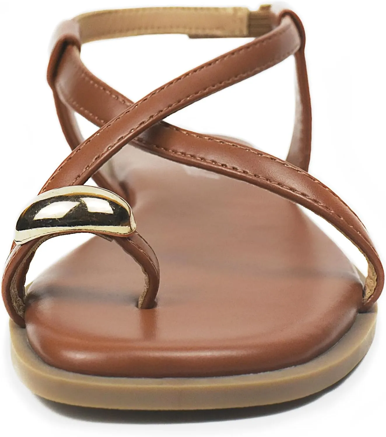 Women's Cross Strappy Flat Sandals Ring Buckle Ankle Boho Wedding Dressy Sandals