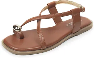 Women's Cross Strappy Flat Sandals Ring Buckle Ankle Boho Wedding Dressy Sandals