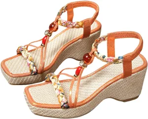 Women's Fish Mouth Platform Wedge Slides Sandals Backless Comfortable Slip On Summer Sandals Fashion L𝐨w Heel Beach Slippers