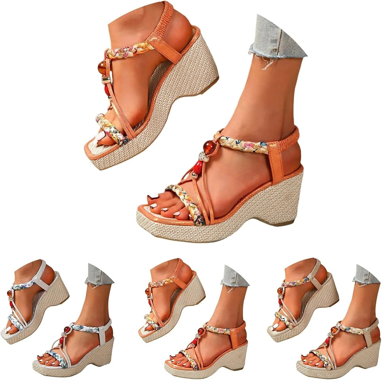 Women's Fish Mouth Platform Wedge Slides Sandals Backless Comfortable Slip On Summer Sandals Fashion L𝐨w Heel Beach Slippers