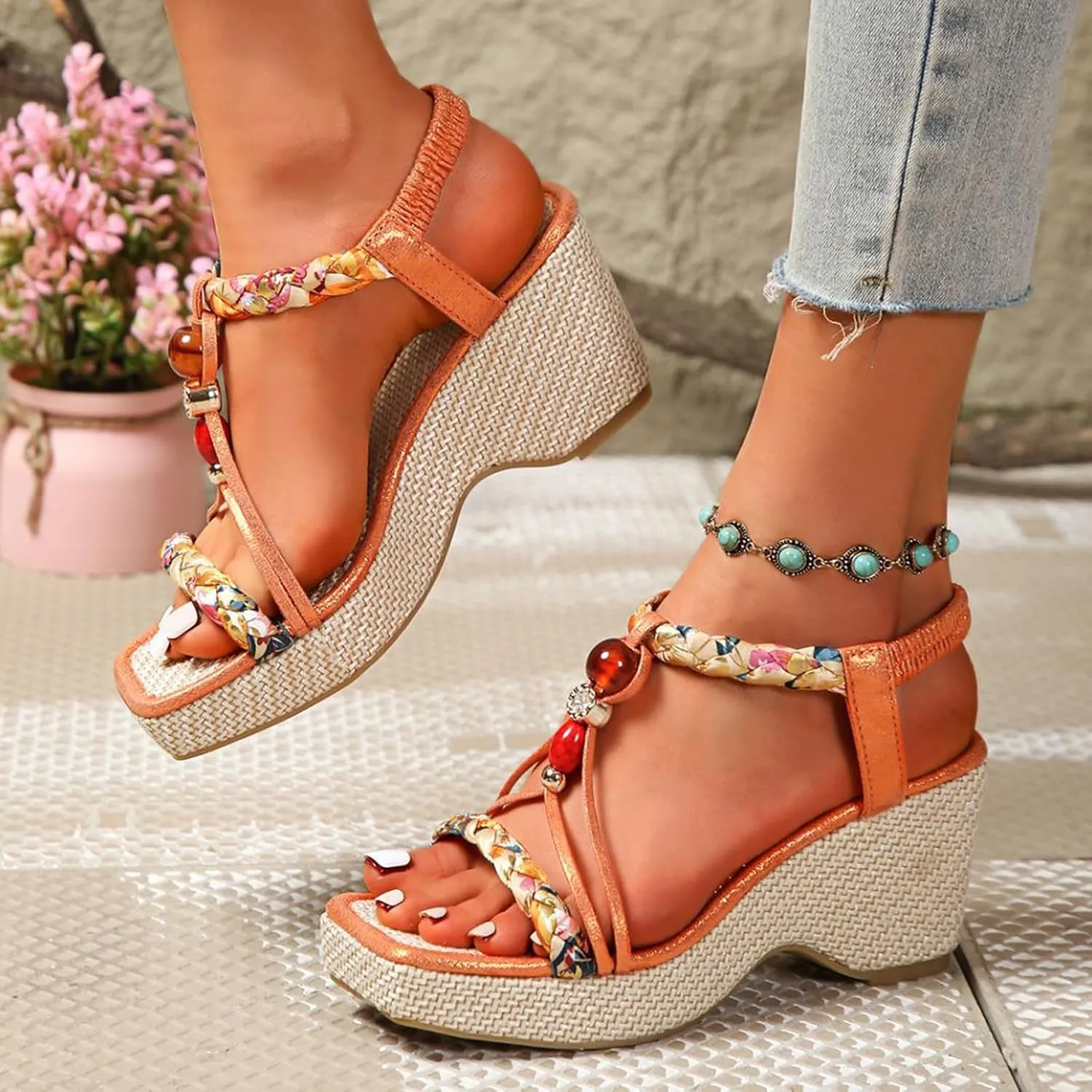 Women's Fish Mouth Platform Wedge Slides Sandals Backless Comfortable Slip On Summer Sandals Fashion L𝐨w Heel Beach Slippers