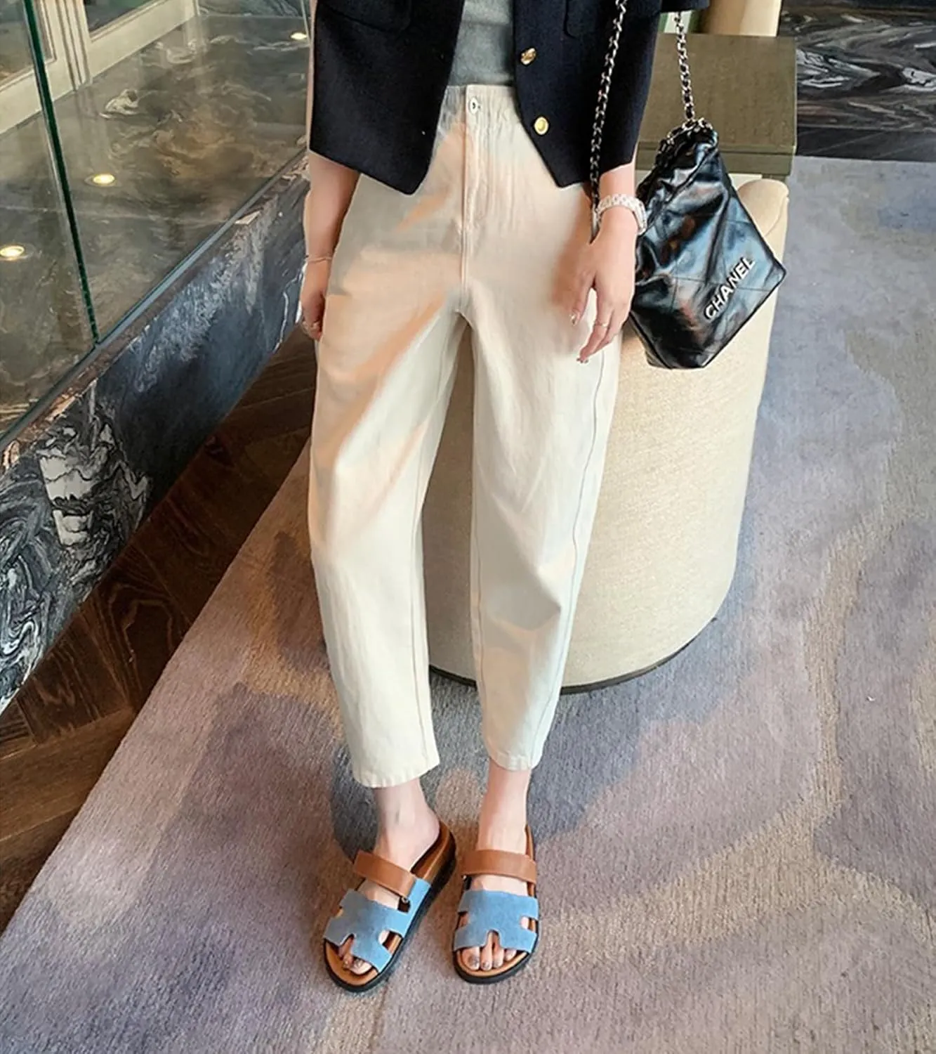 Womens Flat Sandals for Womens 2025 Summer Cute Leather Slippers Comfortable Non Slip ladies Platform Slide Sandal Mules