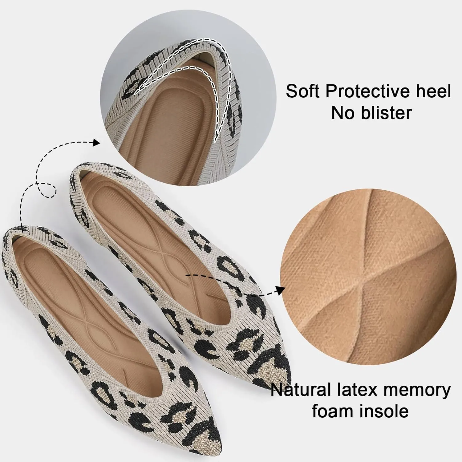 Women's Flats Shoes Pointed Toe Knit Ballet Comfortable Dressy Slip On Flat