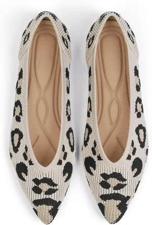 Women's Flats Shoes Pointed Toe Knit Ballet Comfortable Dressy Slip On Flat