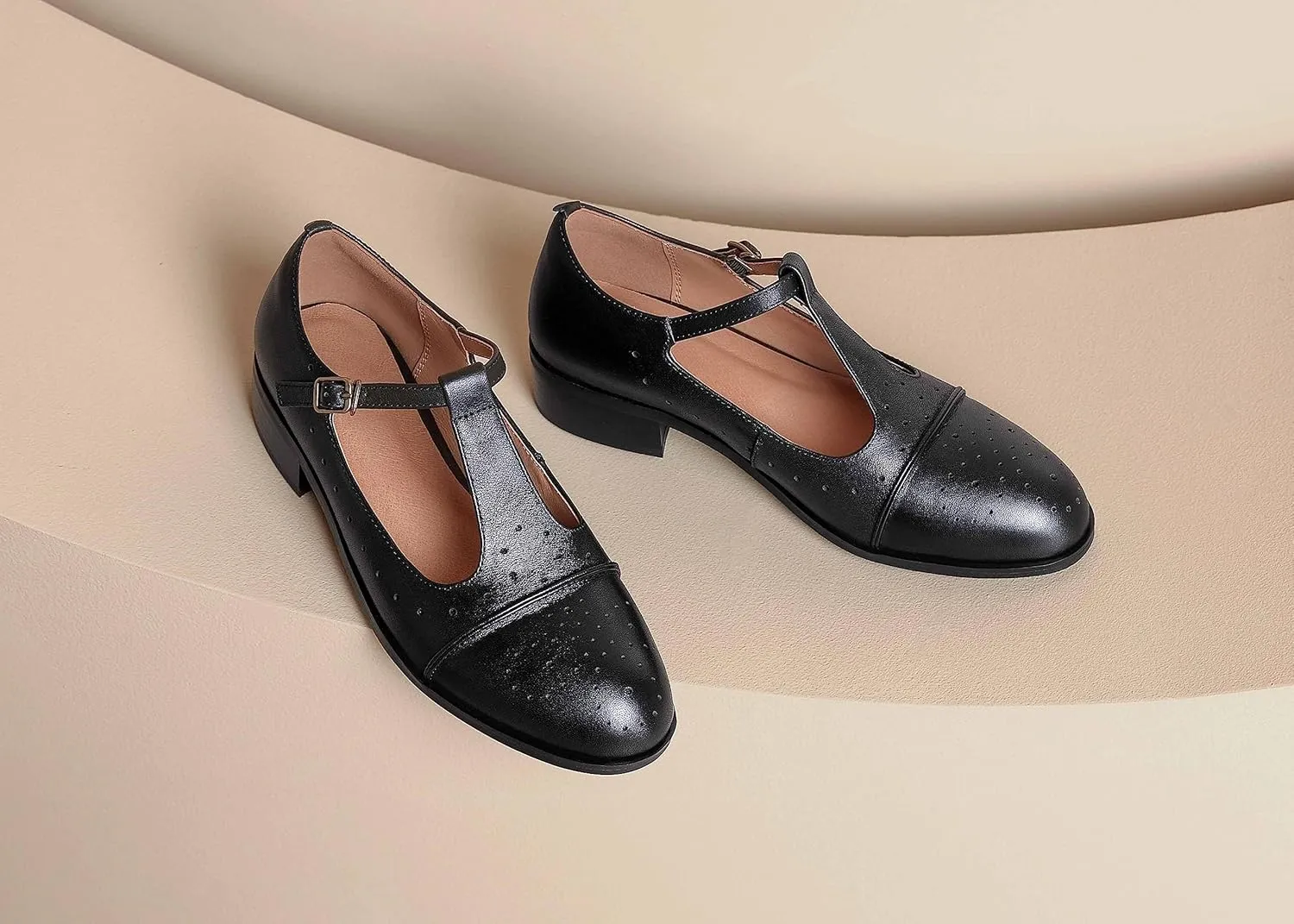 Women's Genuine Leather Mary Jane Saddle Oxford Loafers Brogue Shoes
