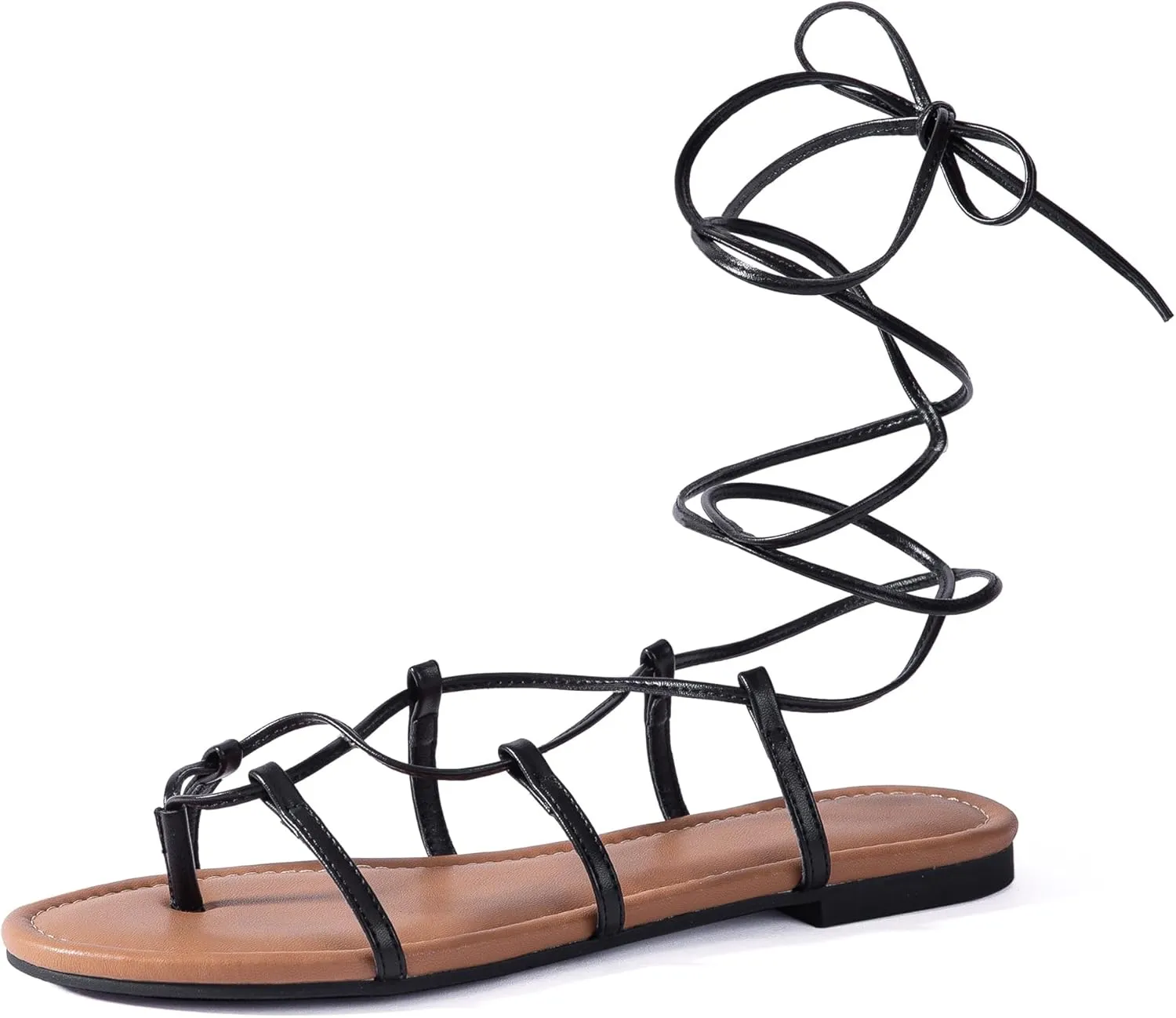 Womens Gladiator Sandals Dressy Summer Roman Strappy Ladies Lace Up Leather Flat Ankle Strap Cute Comfy Casual