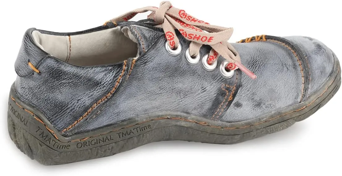 Women's Leather Hand Stitching Patchwork Shoes Lace-Up Casual Shoes
