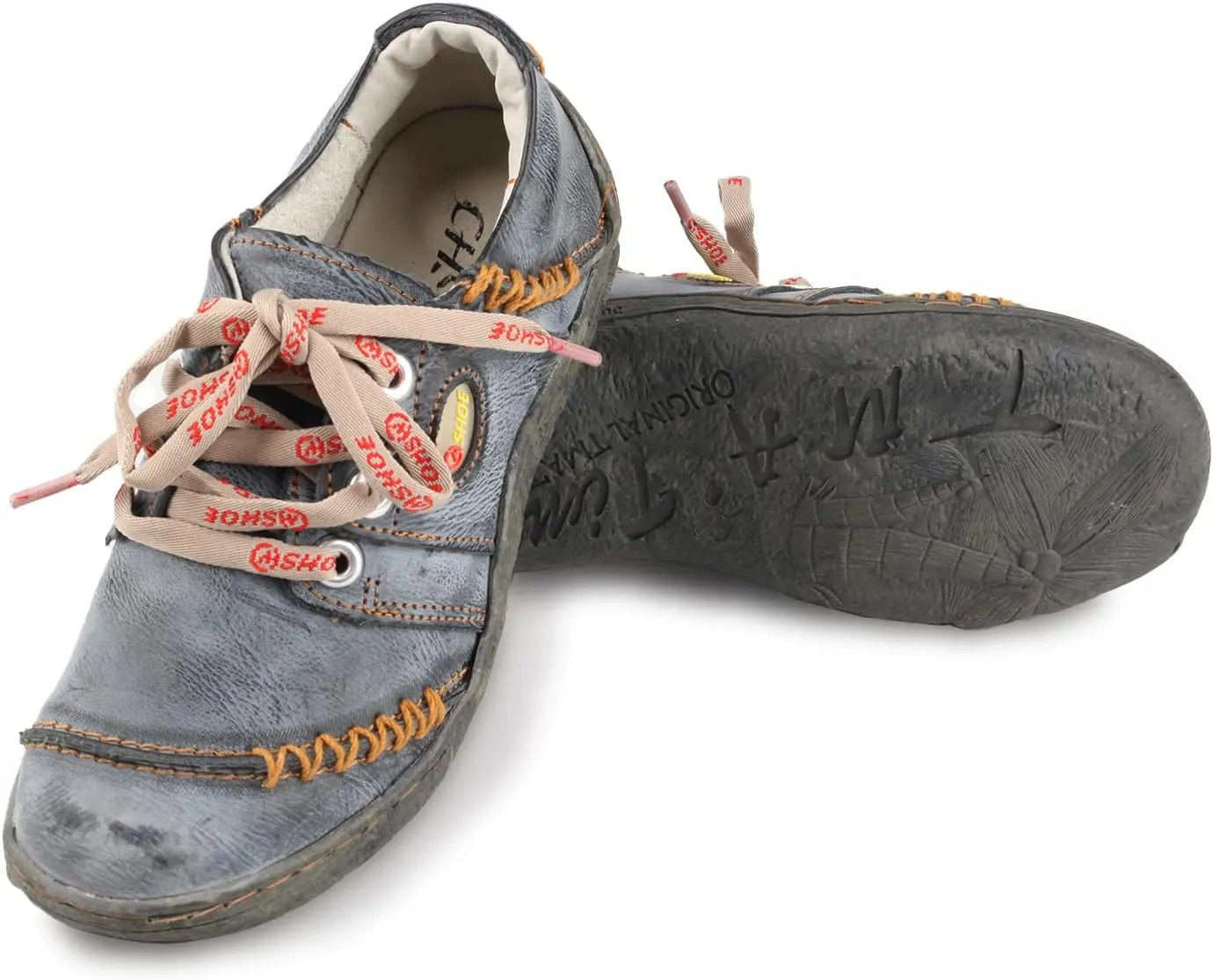 Women's Leather Hand Stitching Patchwork Shoes Lace-Up Casual Shoes